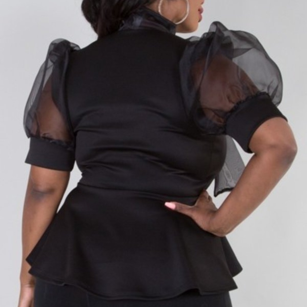 Beautiful Sheer Puff Sleeve Elegant Blouse Size small - Picture 2 of 2